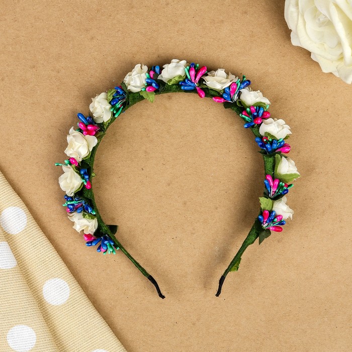 Ободок для волос "Зефир", разноцветный, белый, 15 см