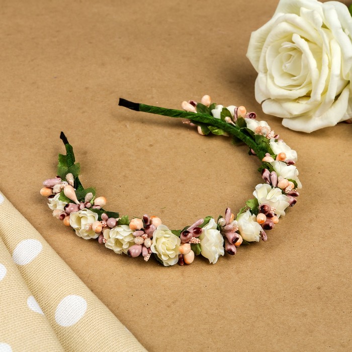 Ободок для волос "Зефир", разноцветный, белый, 15 см