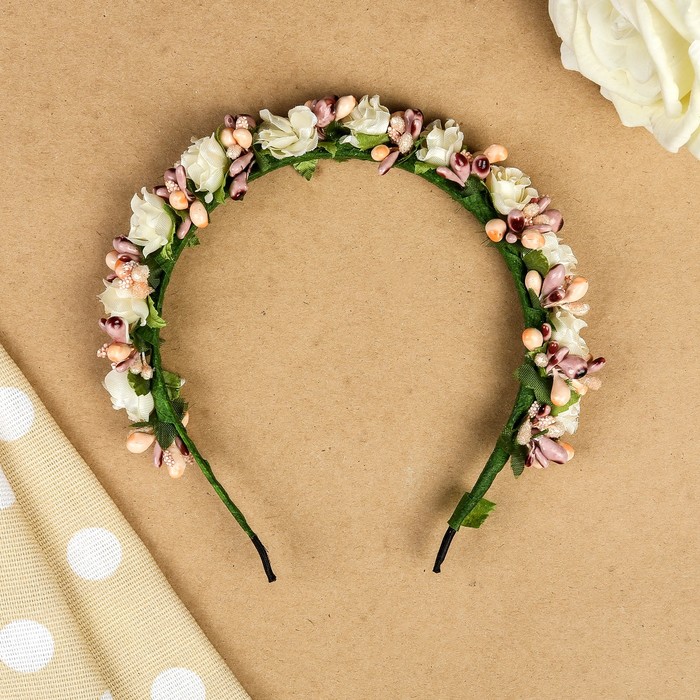 Ободок для волос "Зефир", разноцветный, белый, 15 см