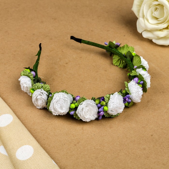 Ободок для волос "Аура", разноцветный, белый, 17 см