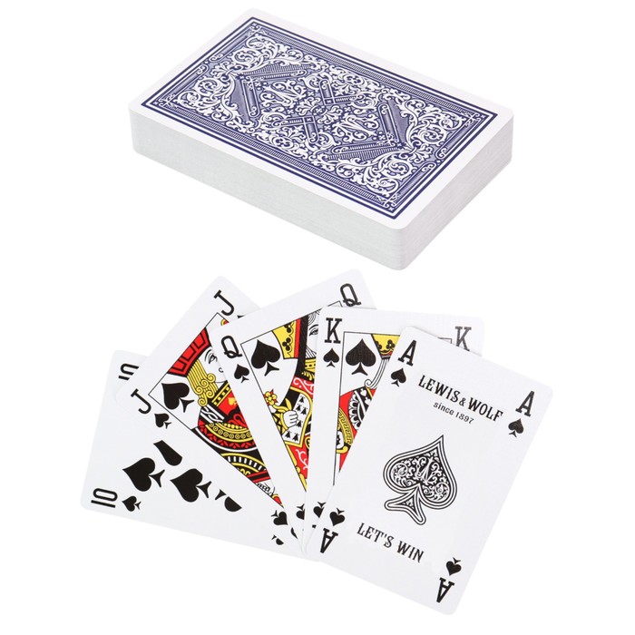 Игральные карты "Lewis & Wolf" для покера, 54 шт. в колоде, синяя рубашка, jumbo index