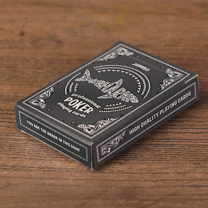 Игральные карты "Shark" для покера, 54 шт. в колоде, черная рубашка, jumbo index