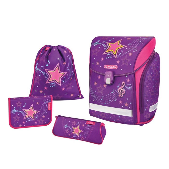 Ранец на замке Herlitz MIDI NEW PLUS 38*32*26 дев Melody Star пенал 16предм+космет+мешок