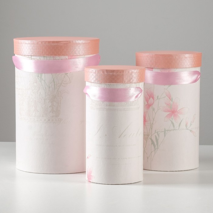 Набор коробок 3в1 "Лёгкость", розовый, 18 х 18 х 27 - 12 х 12 х 22 см