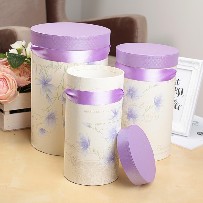 Набор коробок 3в1 "Лёгкость", сиреневый, 18 х 18 х 27 - 12 х 12 х 22 см