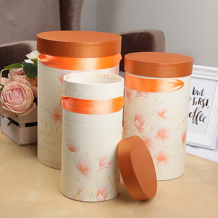 Набор коробок 3в1 "Лёгкость", оранжевый, 18 х 18 х 27 - 12 х 12 х 22 см