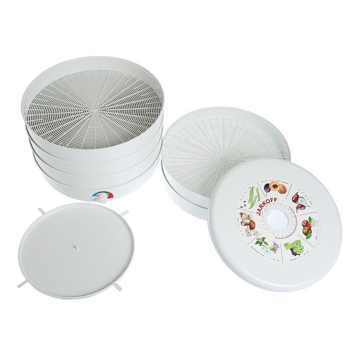 Сушилка для овощей и фруктов JARKOFF JK-5R, 600 Вт, 5 поддонов, 25 л, белый