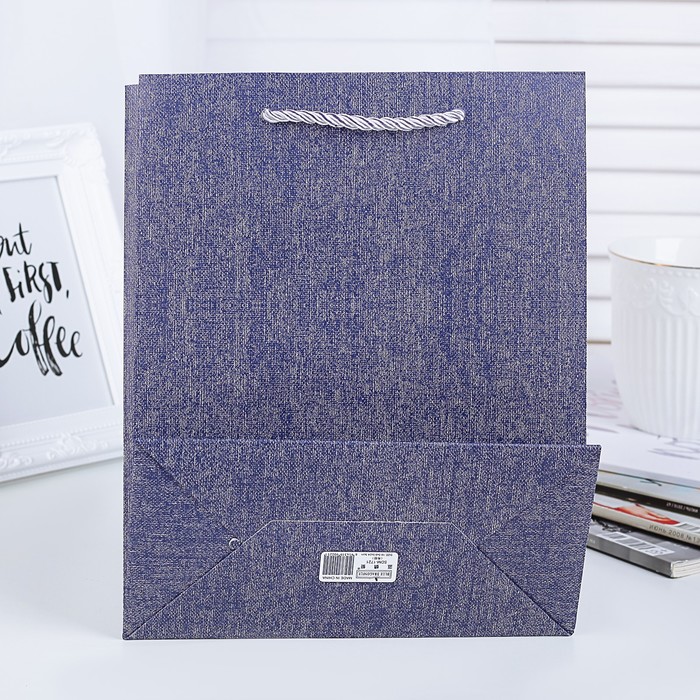 Пакет подарочный, синий, люкс, 19,5 х 9,5 х 24,5 см