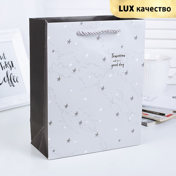 Пакет подарочный "Звёзды", люкс, 19,5 х 9,5 х 24,5 см