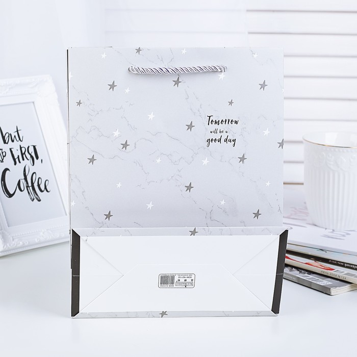 Пакет подарочный "Звёзды", люкс, 19,5 х 9,5 х 24,5 см