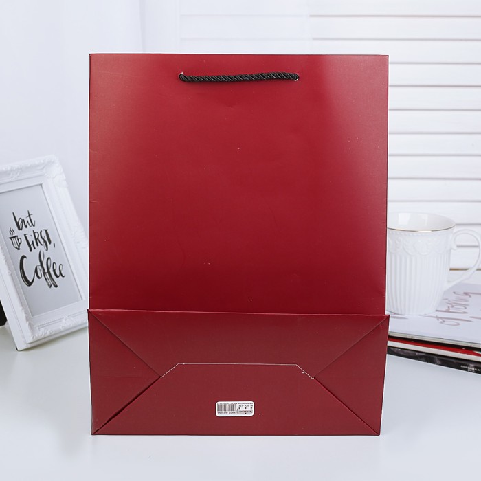 Пакет подарочный, красный, люкс, 25,5 х 12,5 х 33 см