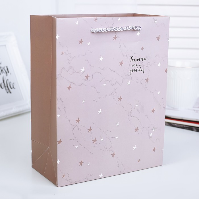 Пакет подарочный "Звёзды", люкс, 25,5 х 12,5 х 33 см