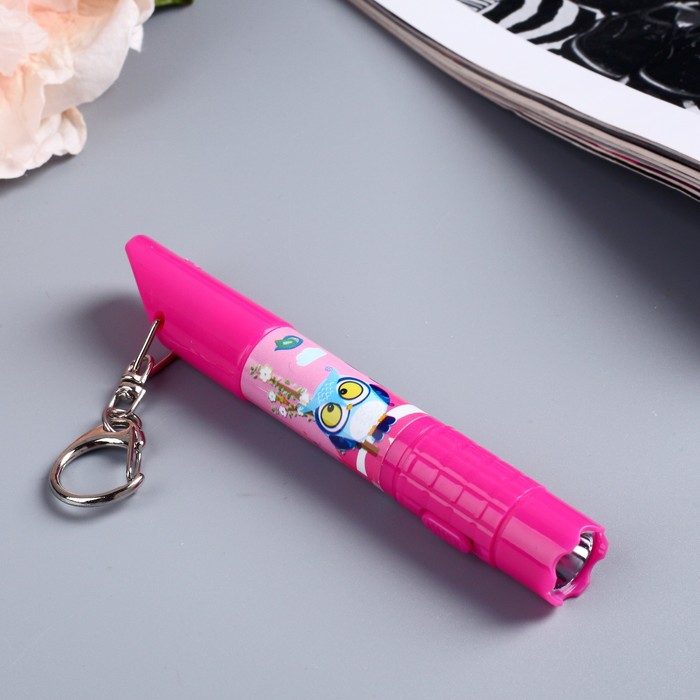 Фонарик на кольце+свисток+ручка "Совушки" МИКС 11,5х1,5х1,5 см