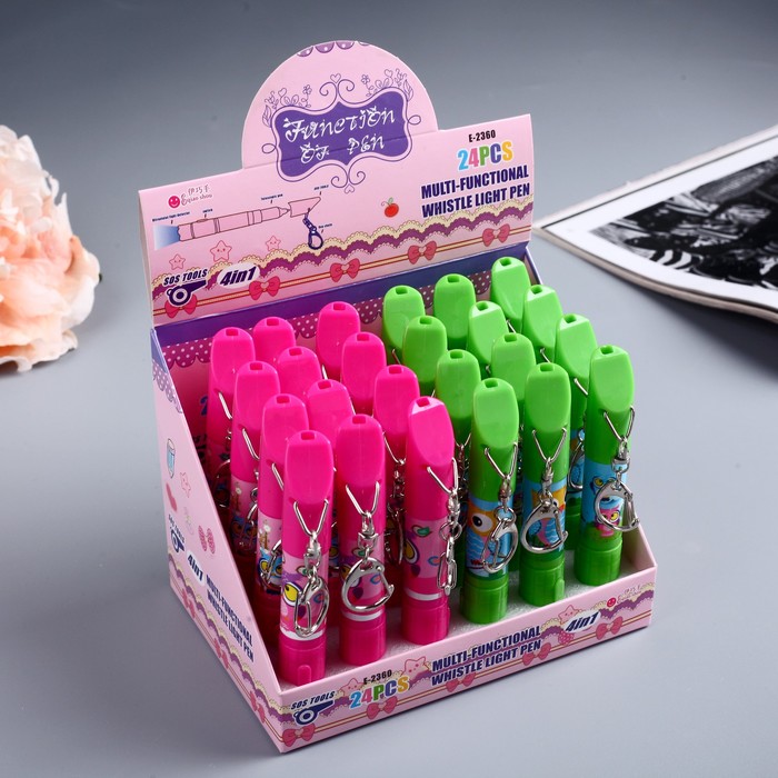 Фонарик на кольце+свисток+ручка "Совушки" МИКС 11,5х1,5х1,5 см