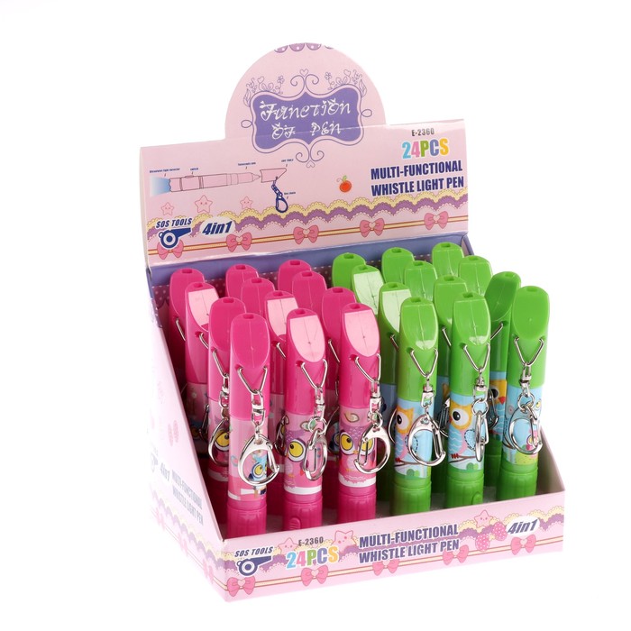 Фонарик на кольце+свисток+ручка "Совушки" МИКС 11,5х1,5х1,5 см