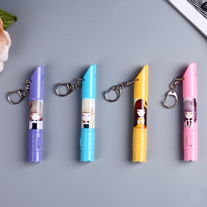 Фонарик на кольце+свисток+ручка "Девочки" МИКС 11,5х1,5х1,5 см