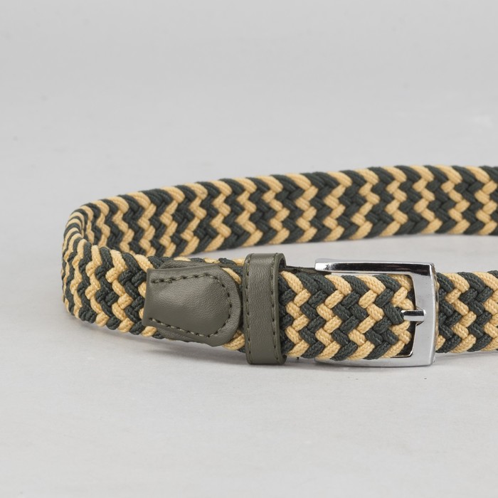 Ремень детский, резинка, пряжка металл, ширина - 3 см, цвет зелёный/оранжевый