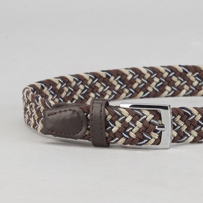 Ремень детский, резинка, пряжка металл, ширина - 3 см, цвет коричневый/бежевый