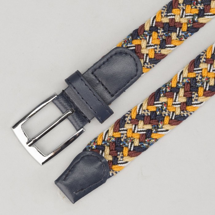 Ремень детский, резинка, пряжка металл, ширина - 3 см, цвет коричневый/жёлтый/оранжевый/бежевый