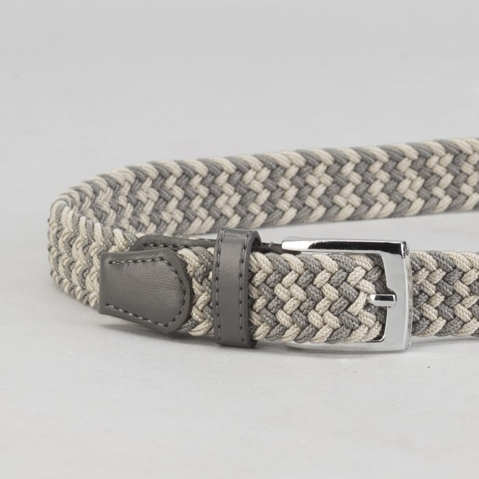 Ремень детский, резинка, пряжка металл, ширина - 3 см, цвет серый/бежевый