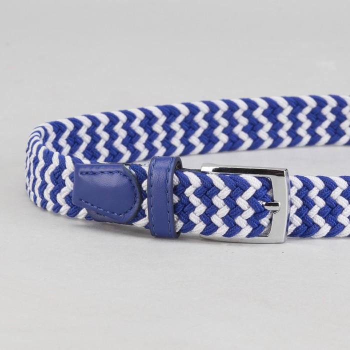 Ремень детский, резинка, пряжка металл, ширина - 3 см, цвет синий/белый