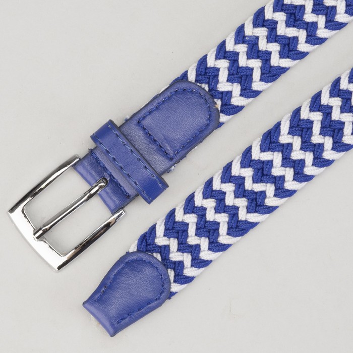 Ремень детский, резинка, пряжка металл, ширина - 3 см, цвет синий/белый