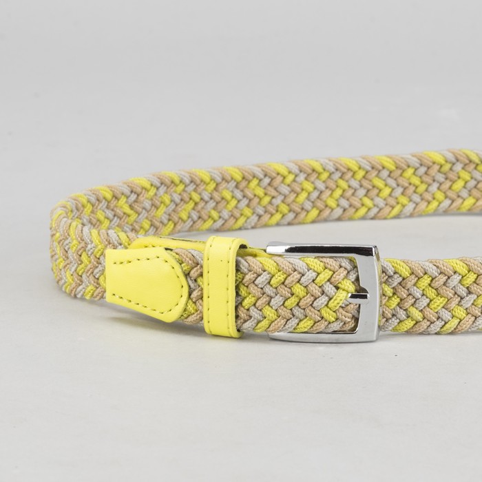 Ремень детский, резинка, пряжка металл, ширина - 3 см, цвет жёлтый/бежевый