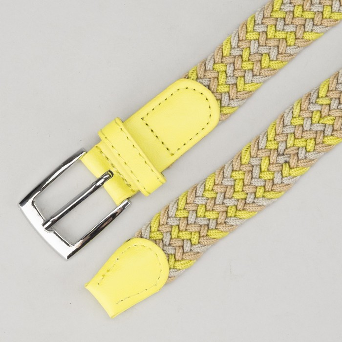 Ремень детский, резинка, пряжка металл, ширина - 3 см, цвет жёлтый/бежевый