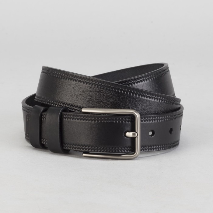 Ремень мужской, винт, пряжка под тёмный металл, ширина - 3,5 см, цвет чёрный