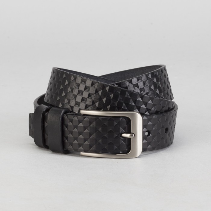 Ремень мужской, винт, пряжка под тёмный металл, ширина - 3,5 см, цвет чёрный