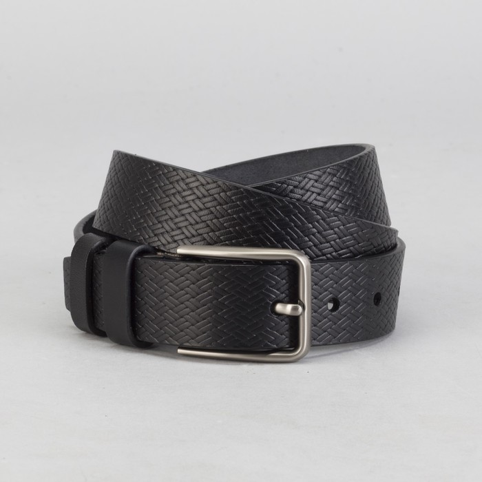 Ремень мужской, винт, пряжка под тёмный металл, ширина - 3,5 см, цвет чёрный