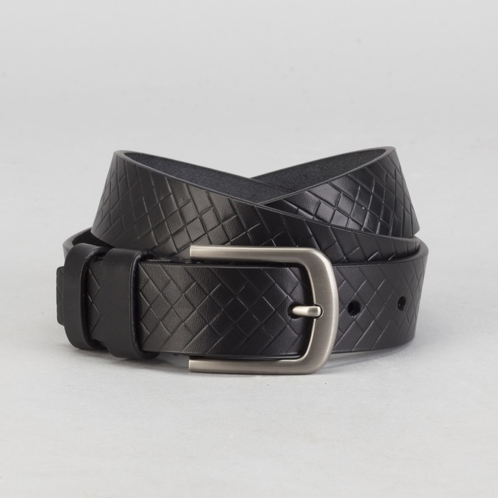 Ремень мужской, винт, пряжка под тёмный металл, ширина - 3,5 см, цвет чёрный