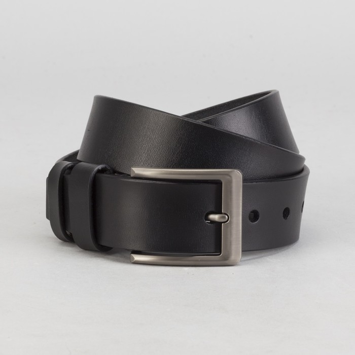 Ремень мужской, винт, пряжка под тёмный металл, ширина - 4 см, цвет чёрный гладкий
