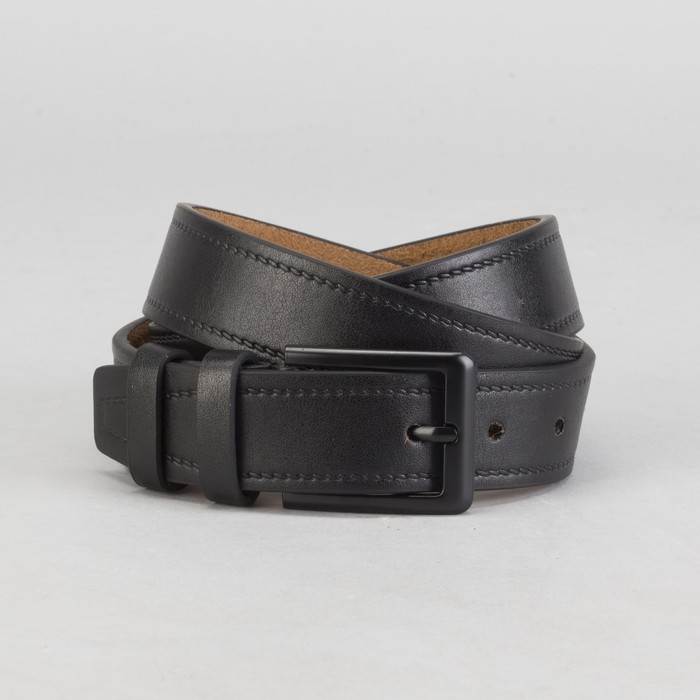 Ремень мужской, винт, пряжка под тёмный металл, ширина - 3,5 см, цвет чёрный