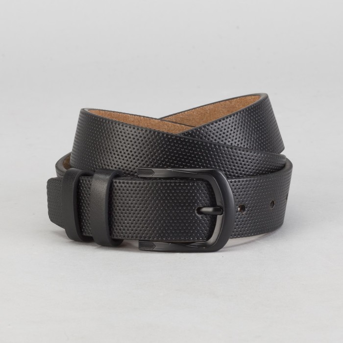 Ремень мужской, винт, пряжка под тёмный металл, ширина - 3,5 см, цвет чёрный