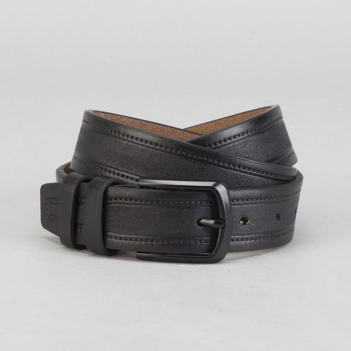 Ремень мужской, винт, пряжка под тёмный металл, ширина - 3,5 см, цвет чёрный