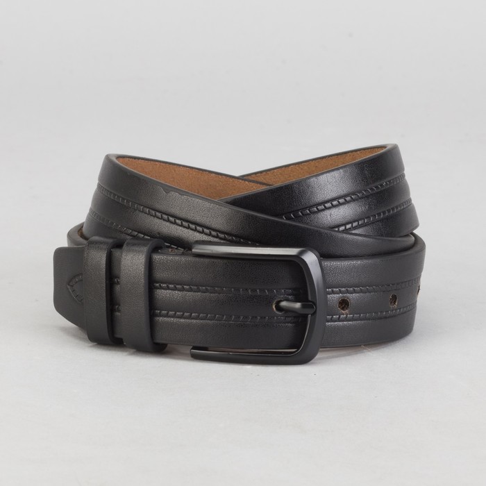 Ремень мужской, винт, пряжка под тёмный металл, ширина - 3,5 см, цвет чёрный