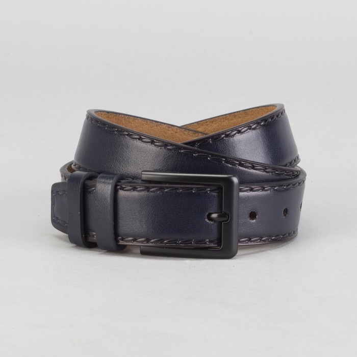 Ремень мужской, винт, пряжка под тёмный металл, ширина - 3,5 см, цвет синий