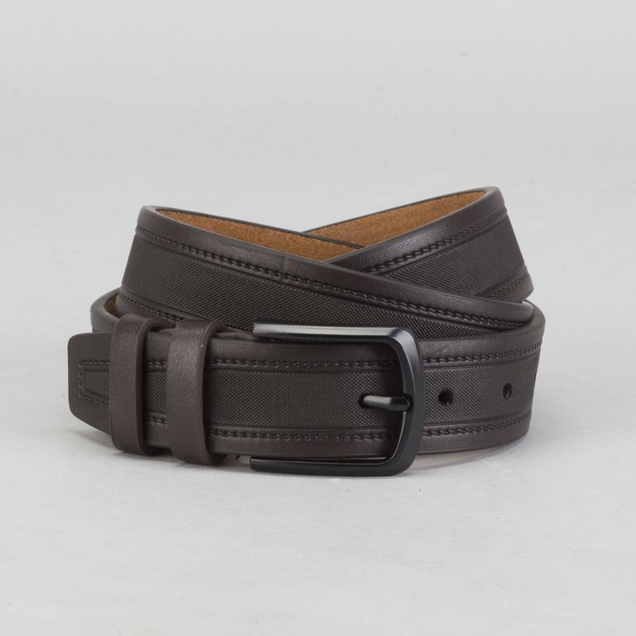 Ремень мужской, винт, пряжка под тёмный металл, ширина - 3,5 см, цвет коричневый