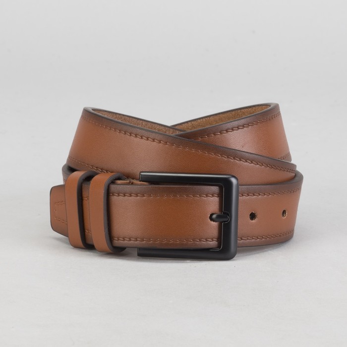 Ремень мужской, винт, пряжка под тёмный металл, ширина - 3,5 см, цвет рыжий