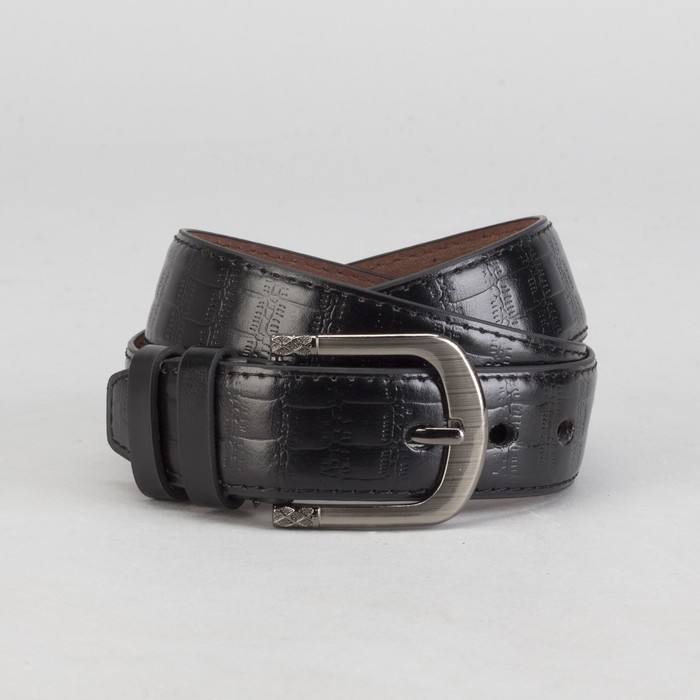 Ремень мужской, винт, пряжка под тёмный металл, ширина - 4 см, цвет чёрный