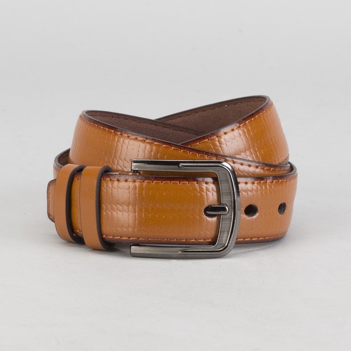 Ремень мужской, винт, пряжка под тёмный металл, ширина - 4 см, цвет рыжий