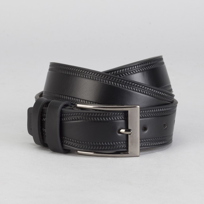 Ремень мужской, винт, пряжка под тёмный металл, ширина - 4 см, цвет чёрный