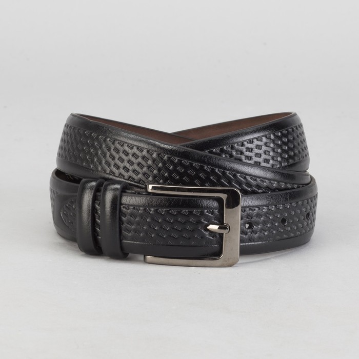 Ремень мужской Великан, пряжка под тёмный металл, ширина - 3,5 см, цвет чёрный