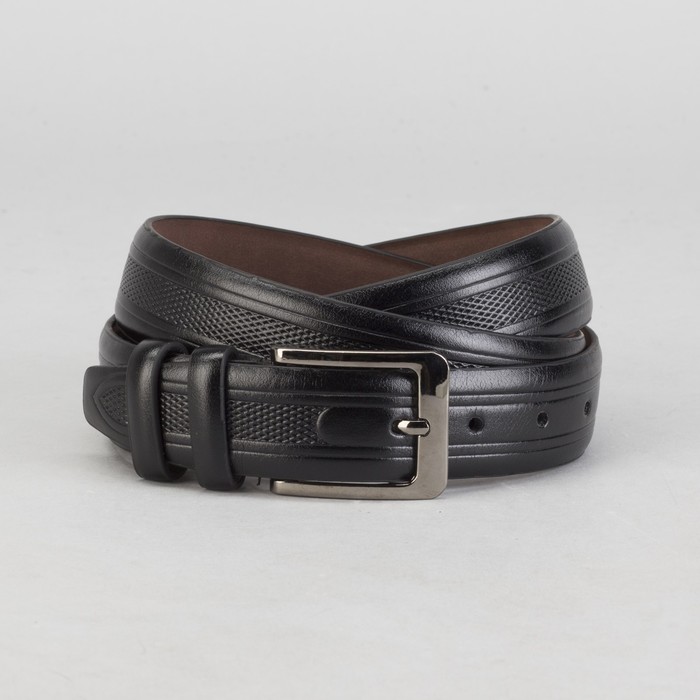 Ремень мужской Великан, пряжка под тёмный металл, ширина - 3,5 см, цвет чёрный