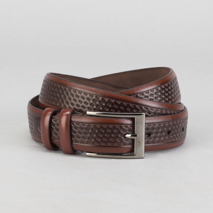 Ремень мужской Великан, пряжка под тёмный металл, ширина - 3,5 см, цвет рыжий