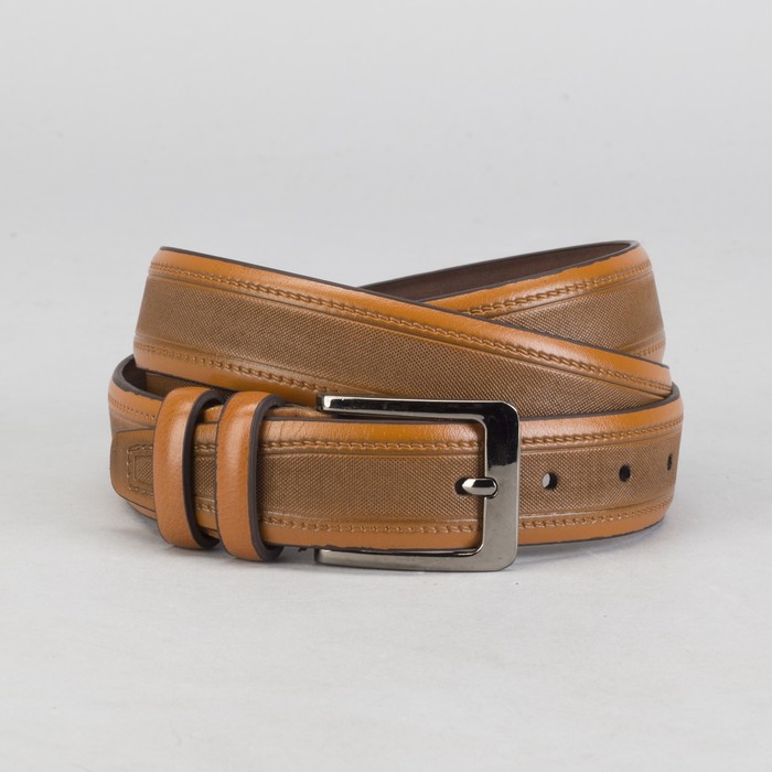 Ремень мужской Великан, пряжка под тёмный металл, ширина - 3,5 см, цвет рыжий