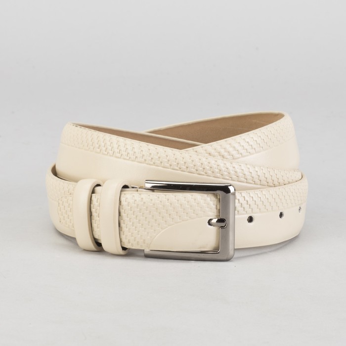 Ремень мужской Великан, пряжка под тёмный металл, ширина - 3,5 см, цвет белый