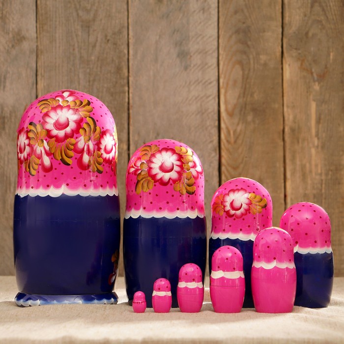 Матрёшка «Ажурная», розовый платок, 10 кукольная, 26 см