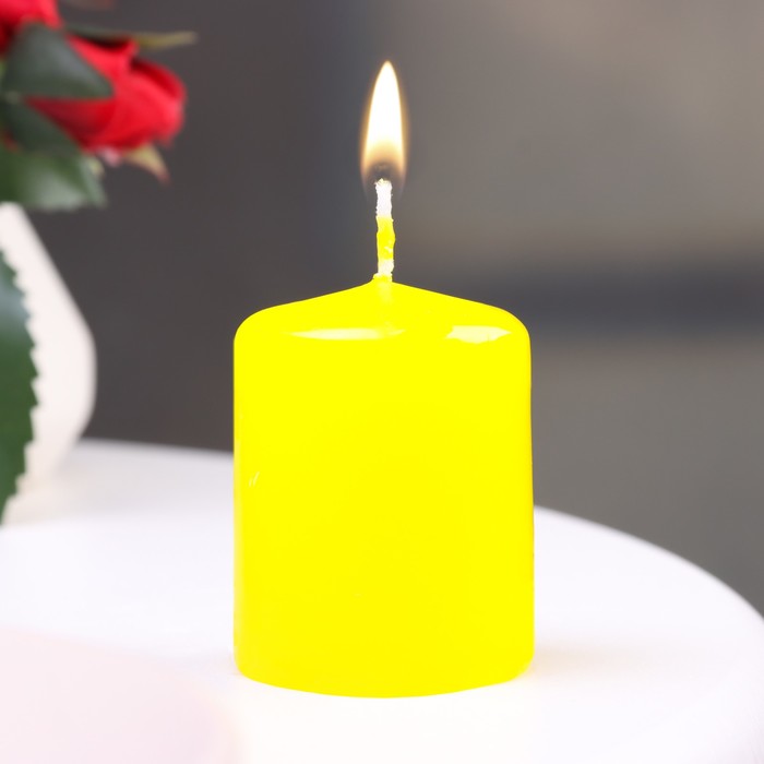 Свеча - цилиндр, 4х5см, 7 ч, 47 г, желтая свеча цилиндр 4х5см 7 ч 47 г бордовая